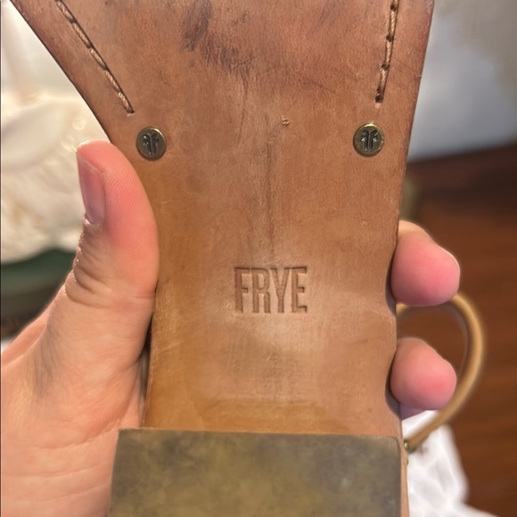 Frye “Brielle” Ankle Strap Studded Tan Sandals - Picture 7 of 9
